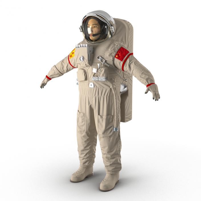 3D Chinese Astronaut Wearing Space Suit Feitian Rigged