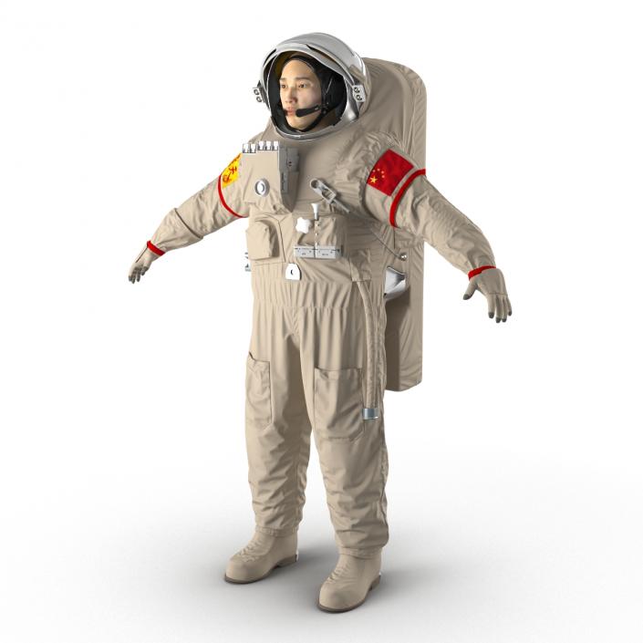 3D Chinese Astronaut Wearing Space Suit Feitian Rigged