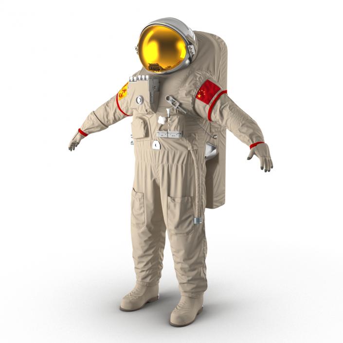 3D Chinese Astronaut Wearing Space Suit Feitian Rigged