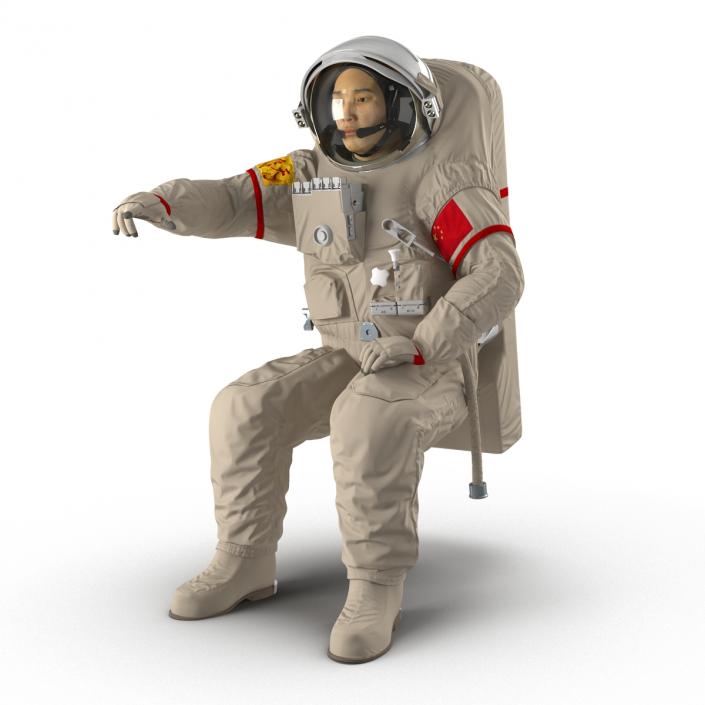 3D Chinese Astronaut Wearing Space Suit Feitian Rigged