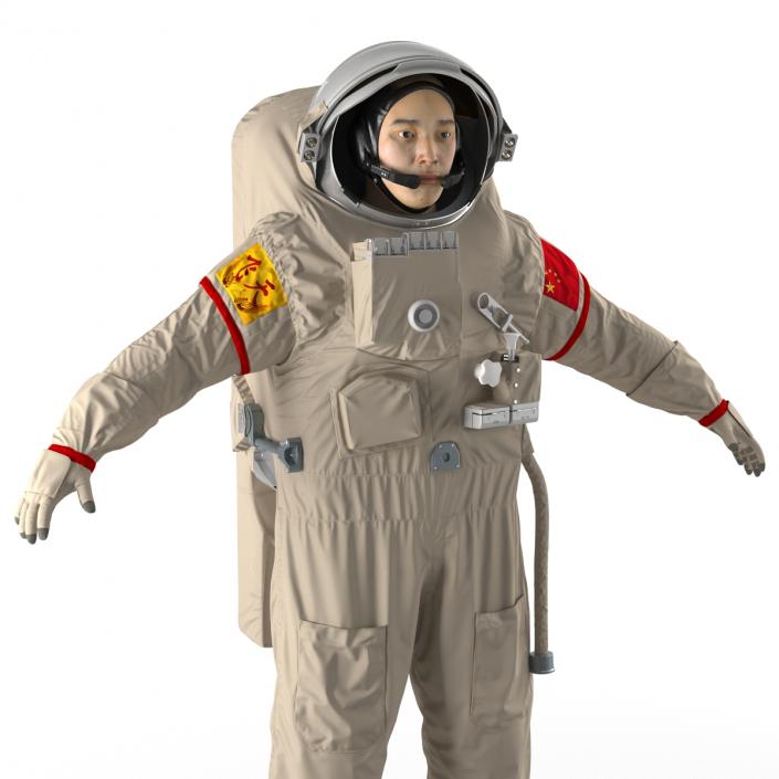 3D Chinese Astronaut Wearing Space Suit Feitian Rigged