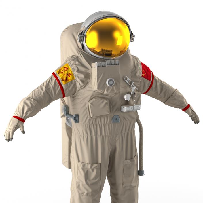 3D Chinese Astronaut Wearing Space Suit Feitian Rigged