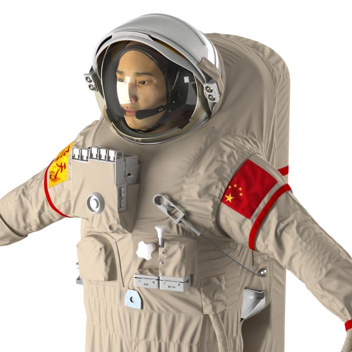 3D Chinese Astronaut Wearing Space Suit Feitian Rigged