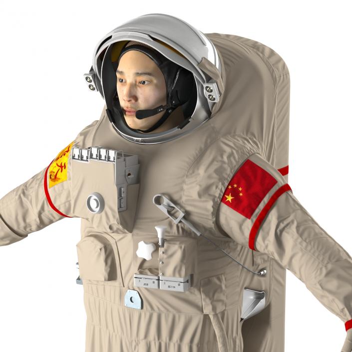 3D Chinese Astronaut Wearing Space Suit Feitian Rigged