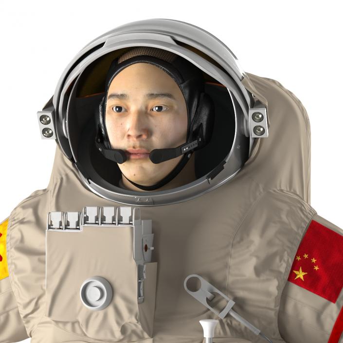 3D Chinese Astronaut Wearing Space Suit Feitian Rigged