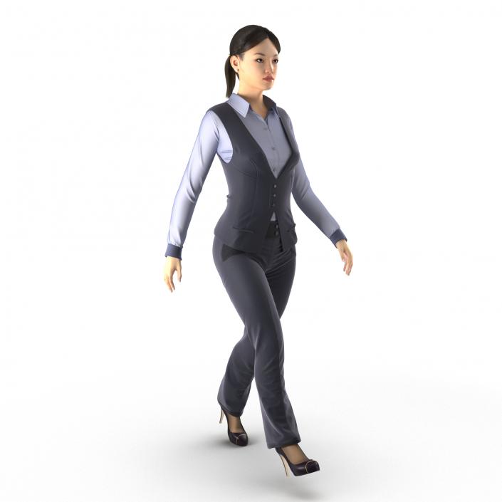 Asian Business Woman Rigged 3D