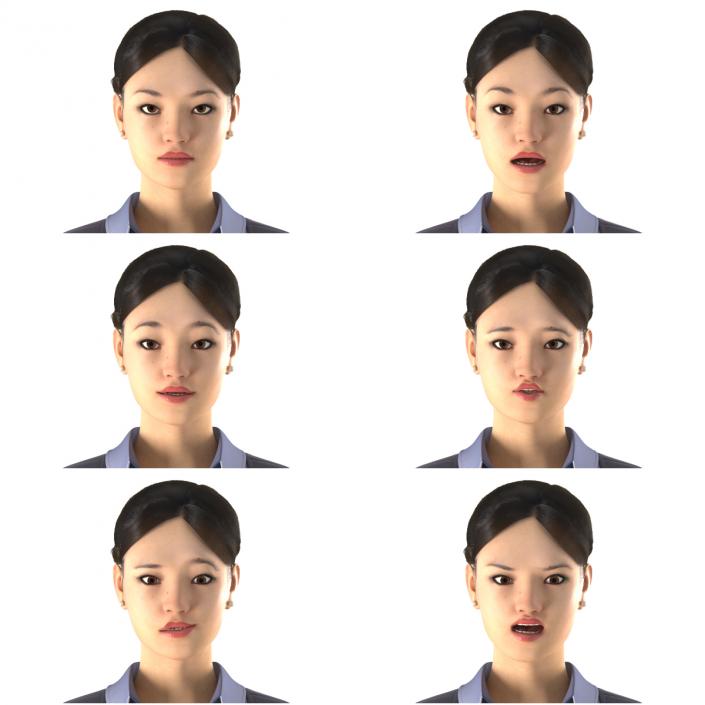 Asian Business Woman Rigged 3D