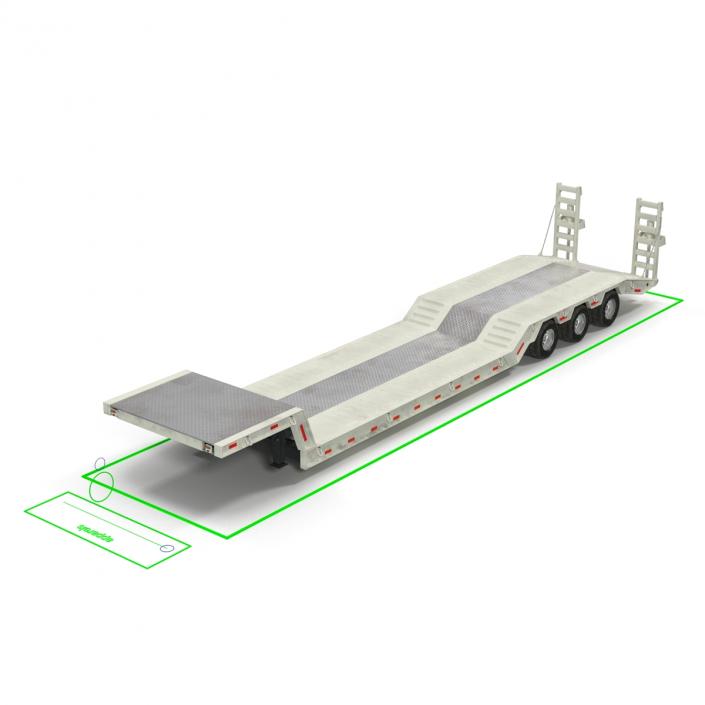 3D model Double Drop Lowboy Tri Axle Trailer