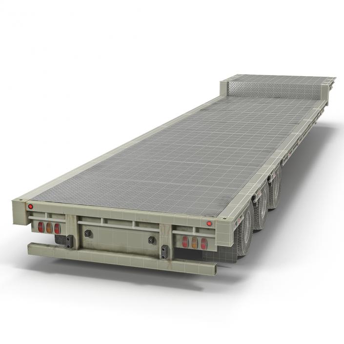 Single Drop Tri Axle Extendable Trailer 3D model