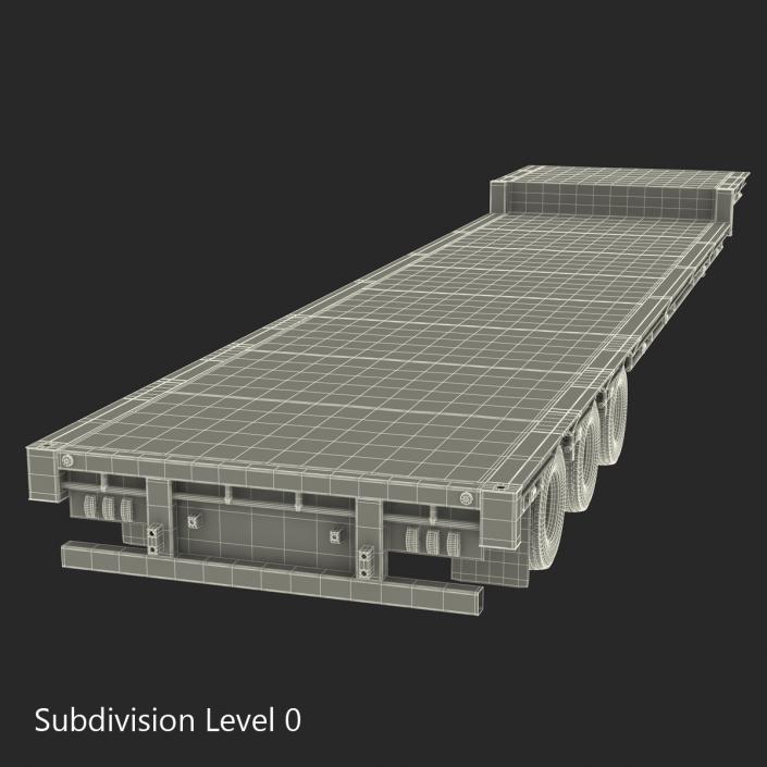 Single Drop Tri Axle Extendable Trailer 3D model