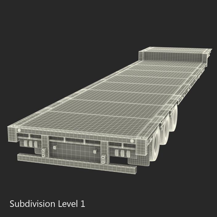 Single Drop Tri Axle Extendable Trailer 3D model