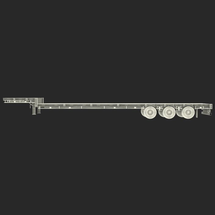 Single Drop Tri Axle Extendable Trailer 3D model