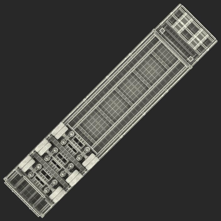 Single Drop Tri Axle Extendable Trailer 3D model