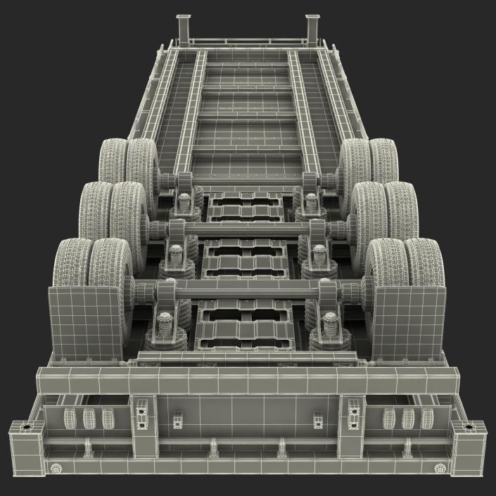 Single Drop Tri Axle Extendable Trailer 3D model