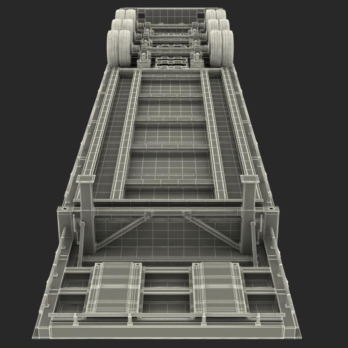 Single Drop Tri Axle Extendable Trailer 3D model