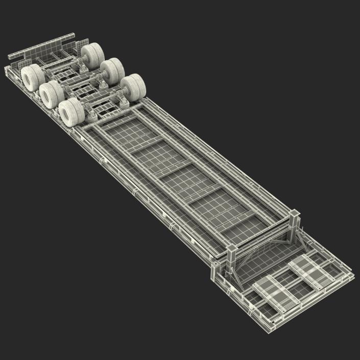 Single Drop Tri Axle Extendable Trailer 3D model