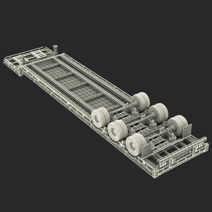 Single Drop Tri Axle Extendable Trailer 3D model