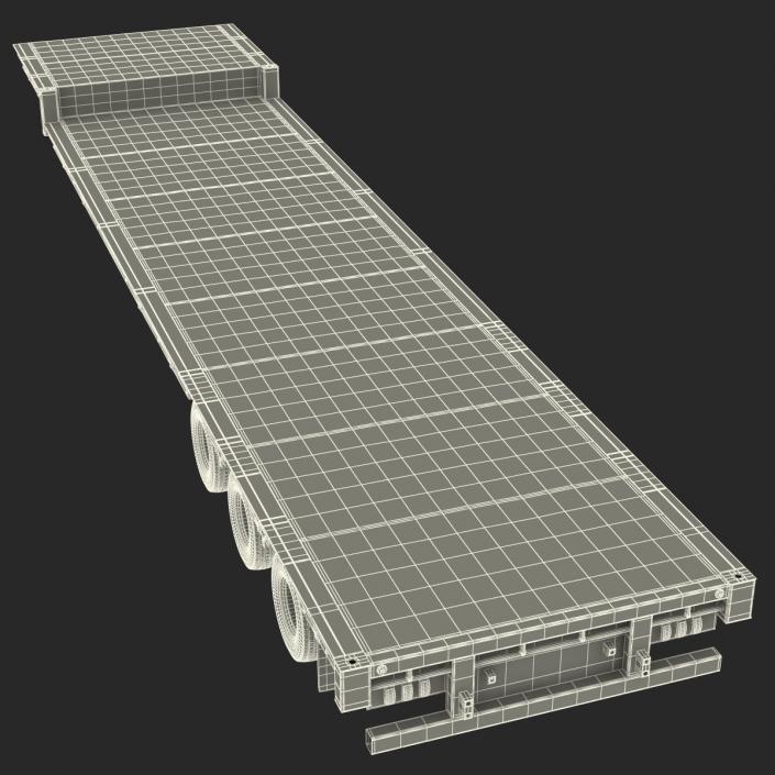 Single Drop Tri Axle Extendable Trailer 3D model