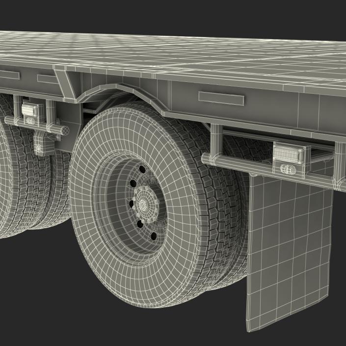 Single Drop Tri Axle Extendable Trailer 3D model