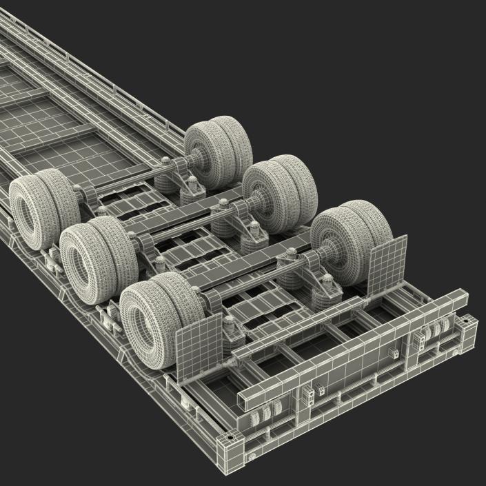 Single Drop Tri Axle Extendable Trailer 3D model