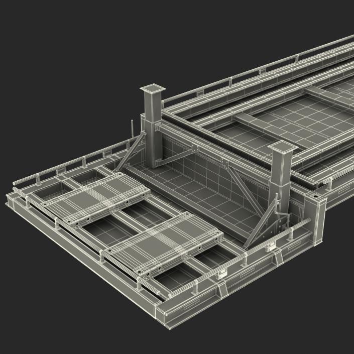 Single Drop Tri Axle Extendable Trailer 3D model