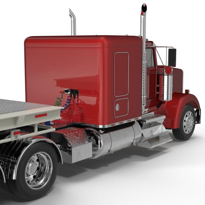 3D Truck and Single Drop Tri Axle Trailer model