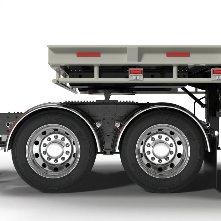 3D Truck and Single Drop Tri Axle Trailer model