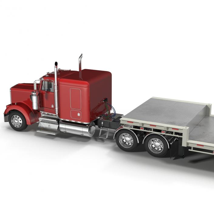 3D Truck and Single Drop Tri Axle Trailer model