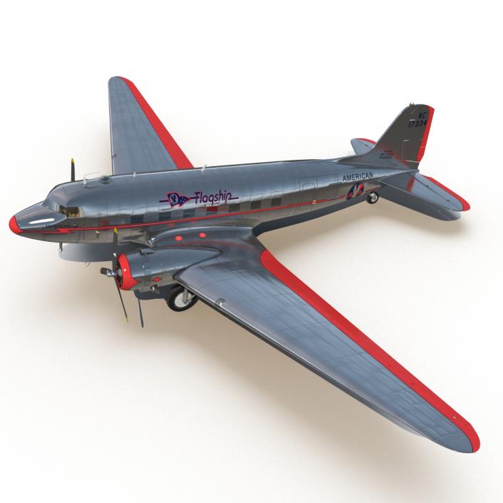 3D model Douglas DC-3 American Airlines