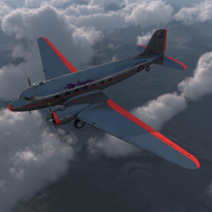 3D model Douglas DC-3 American Airlines