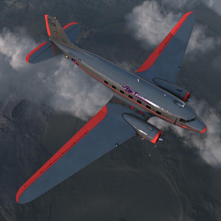 3D model Douglas DC-3 American Airlines