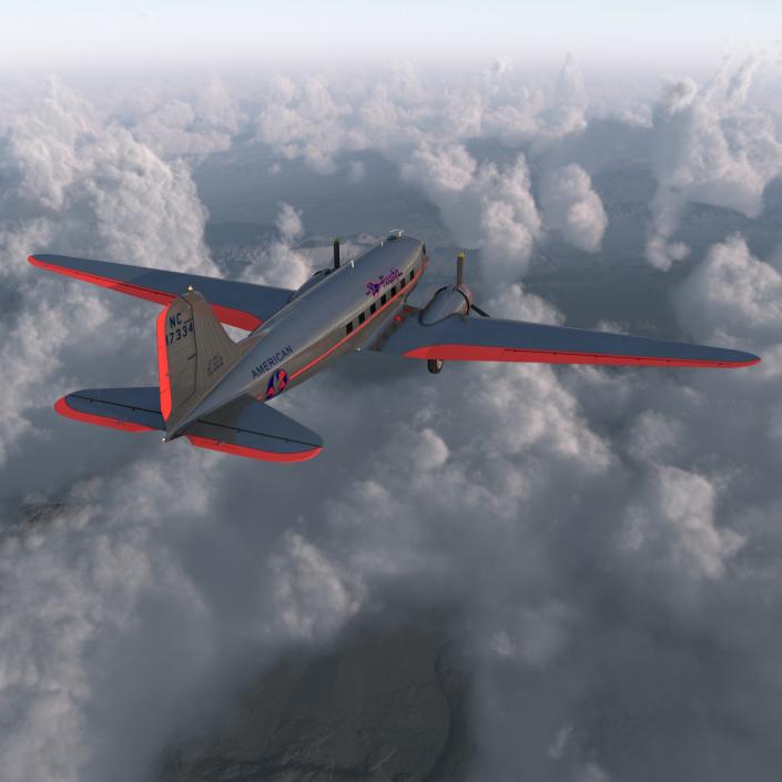 3D model Douglas DC-3 American Airlines