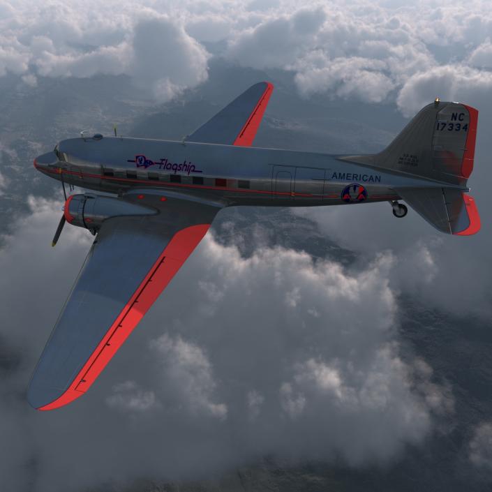 3D model Douglas DC-3 American Airlines