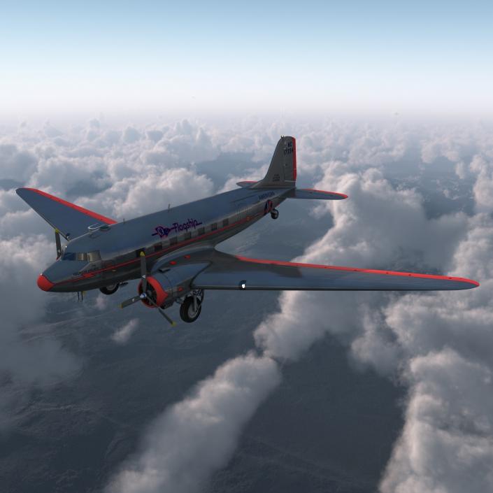 3D model Douglas DC-3 American Airlines