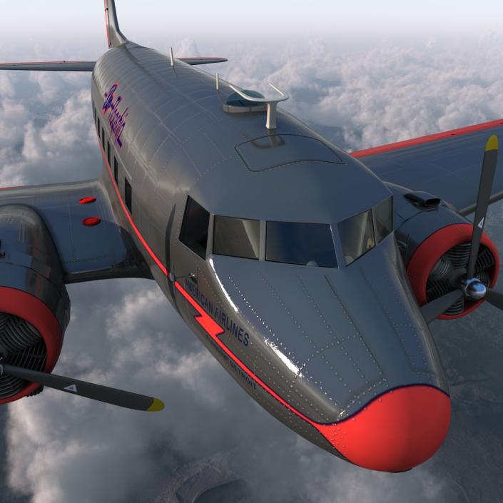 3D model Douglas DC-3 American Airlines