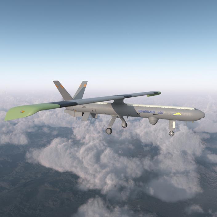 Elbit Hermes 450 Israel UAV Rigged 3D model