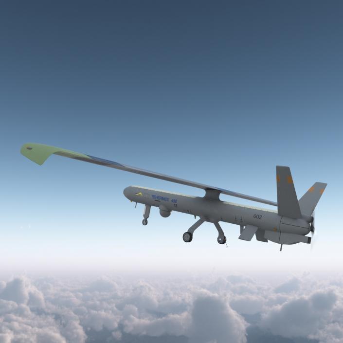 Elbit Hermes 450 Israel UAV Rigged 3D model