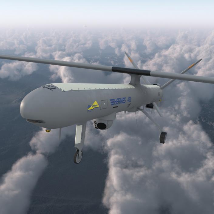 Elbit Hermes 450 Israel UAV Rigged 3D model