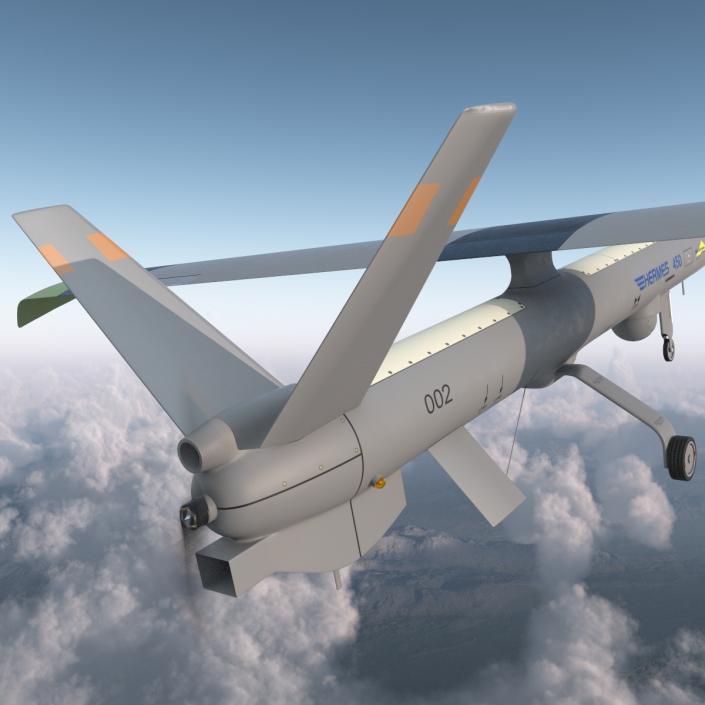 Elbit Hermes 450 Israel UAV Rigged 3D model