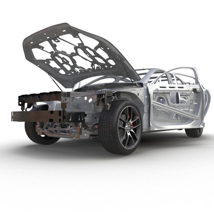 3D Car Frame with Chassis 3 Rigged