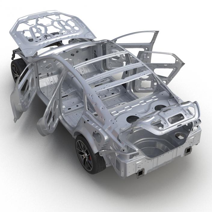 3D Car Frame with Chassis 3 Rigged