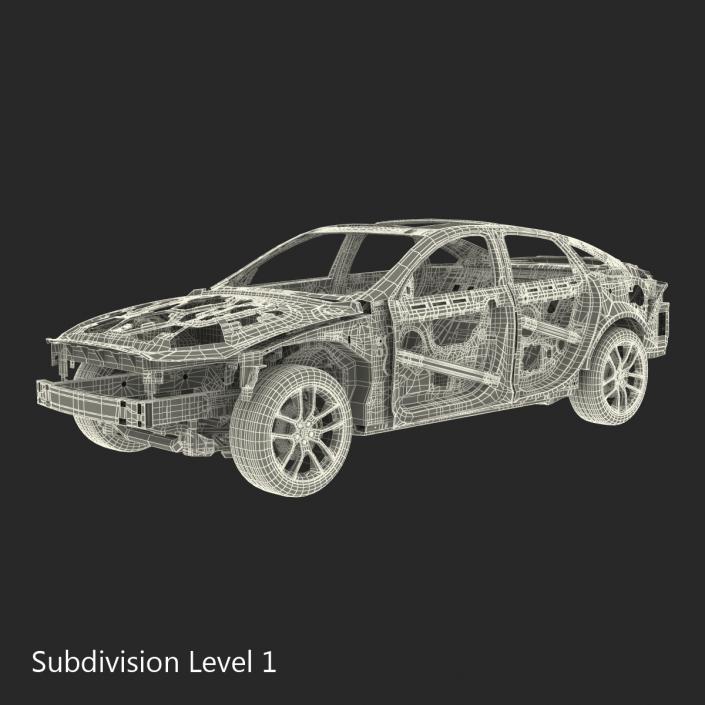 3D Car Frame with Chassis 3 Rigged