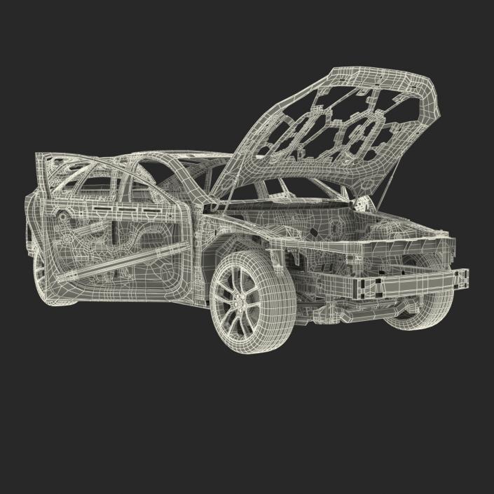 3D Car Frame with Chassis 3 Rigged