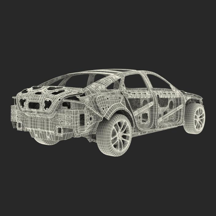 3D Car Frame with Chassis 3 Rigged