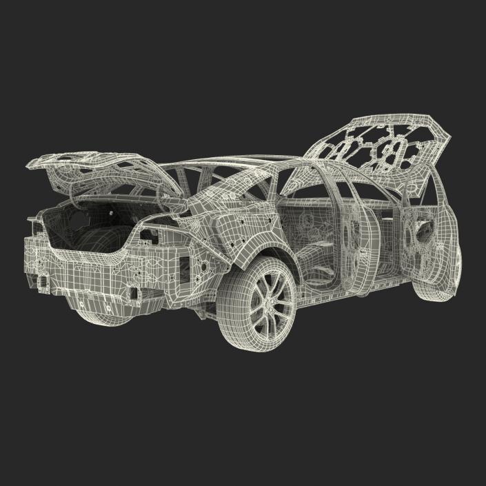 3D Car Frame with Chassis 3 Rigged