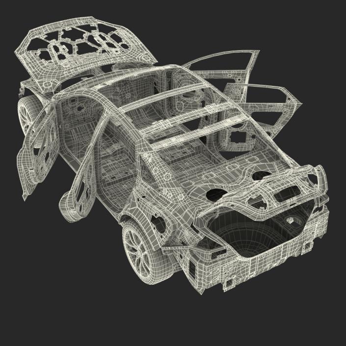 3D Car Frame with Chassis 3 Rigged