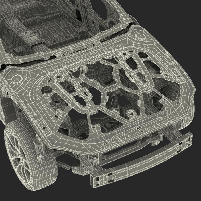 3D Car Frame with Chassis 3 Rigged