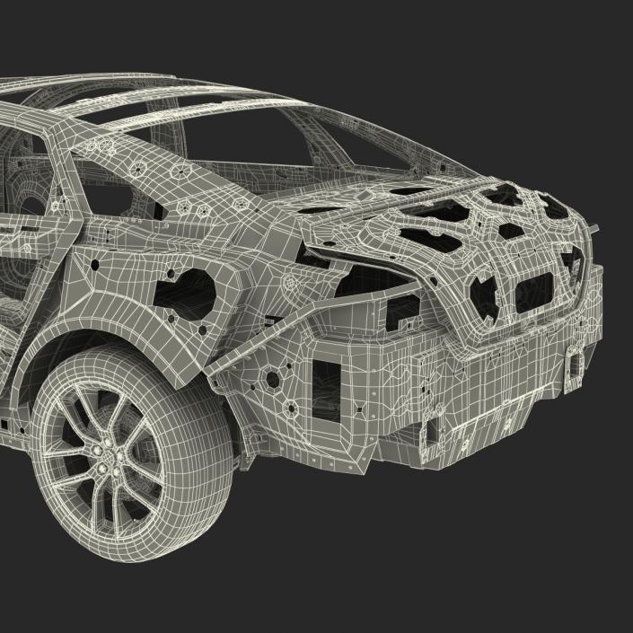 3D Car Frame with Chassis 3 Rigged