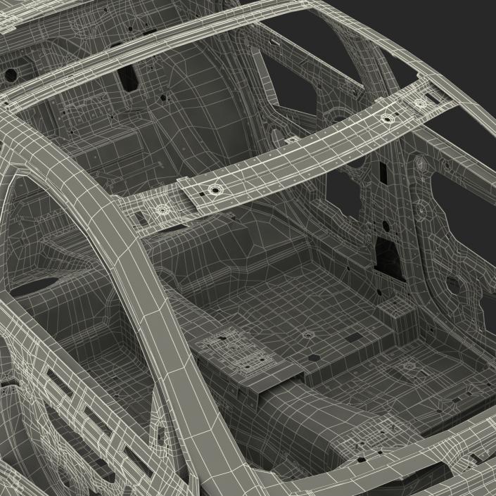 3D Car Frame with Chassis 3 Rigged