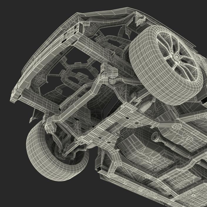 3D Car Frame with Chassis 3 Rigged